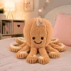 LEAN TOYS Plīša astoņkājis mīkstā rotaļlieta ar piesūcekni bēša 16 cm