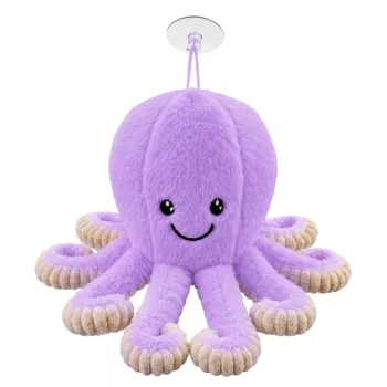 LEAN TOYS Plīša astoņkājis ar piesūcekni, violets, 16 cm