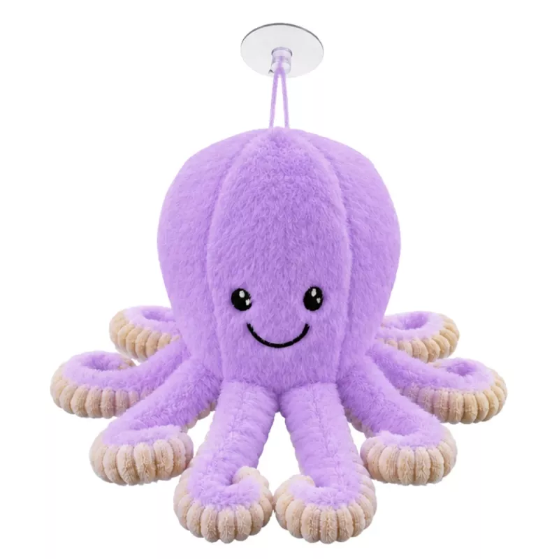 LEAN TOYS Plīša astoņkājis ar piesūcekni, violets, 16 cm