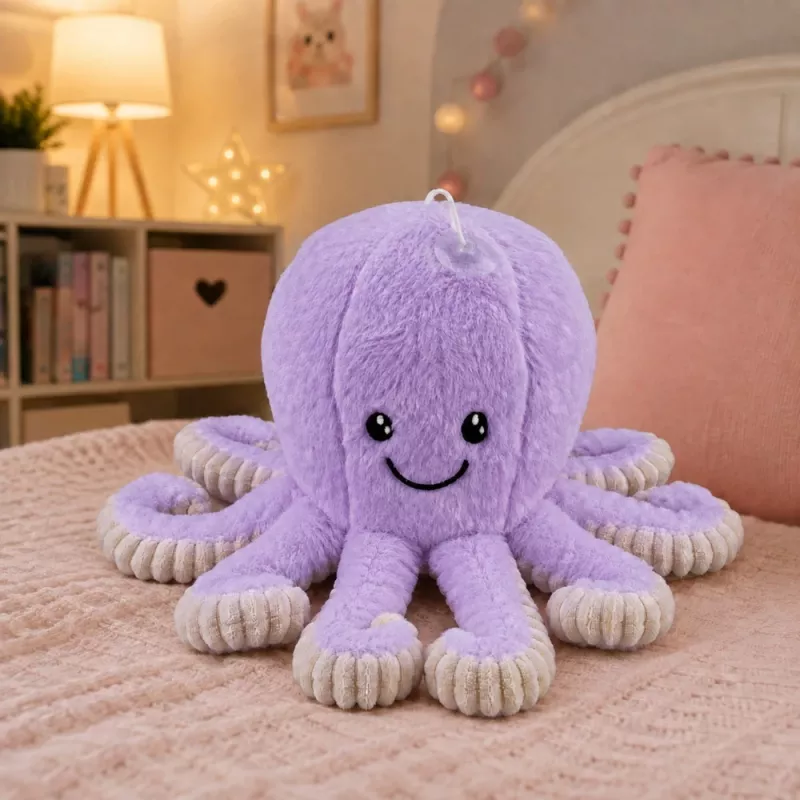 LEAN TOYS Plīša astoņkājis ar piesūcekni, violets, 16 cm