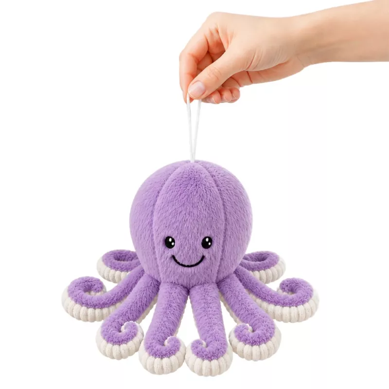 LEAN TOYS Plīša astoņkājis ar piesūcekni, violets, 16 cm