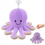 LEAN TOYS Plīša astoņkājis ar piesūcekni, violets, 16 cm