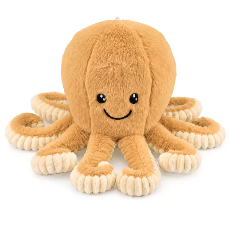 LEAN TOYS plīša astoņkājis ar elastīgiem taustekļiem, bēšs 50 cm – mīksta rotaļlieta