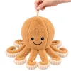 LEAN TOYS plīša astoņkājis ar elastīgiem taustekļiem, bēšs 50 cm – mīksta rotaļlieta