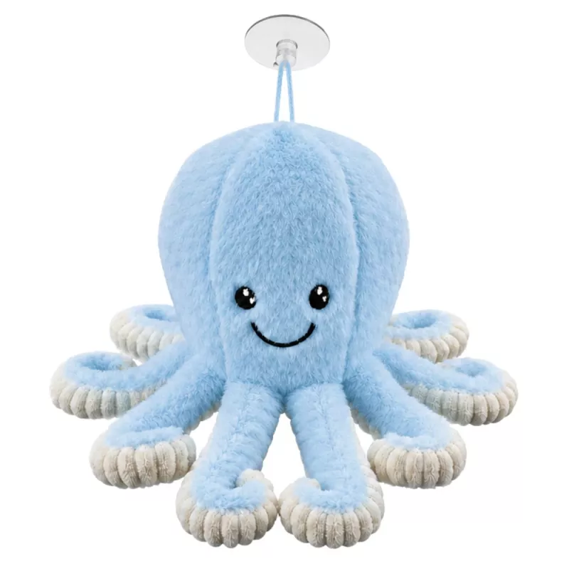 LEAN TOYS Plīša astoņkājis ar piesūcekni, zils, 16 cm