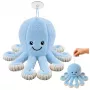 LEAN TOYS Plīša astoņkājis ar piesūcekni, zils, 16 cm