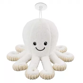 LEAN TOYS Plīša astoņkājis ar piesūcekni, balts, 16 cm – mīksts jūras dzīvnieku draugs