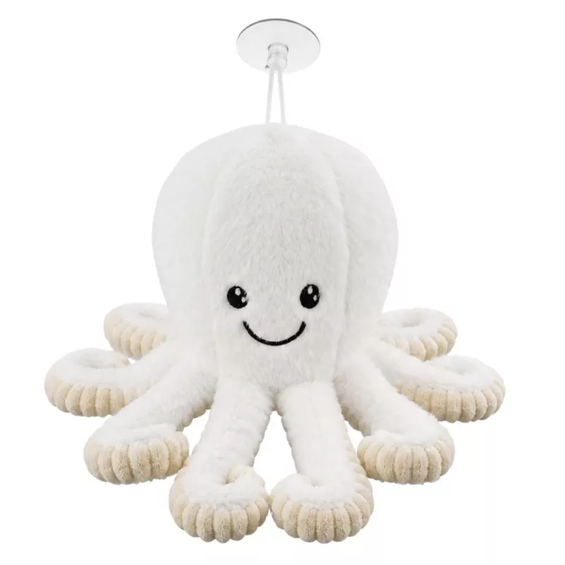 LEAN TOYS Plīša astoņkājis ar piesūcekni, balts, 16 cm – mīksts jūras dzīvnieku draugs