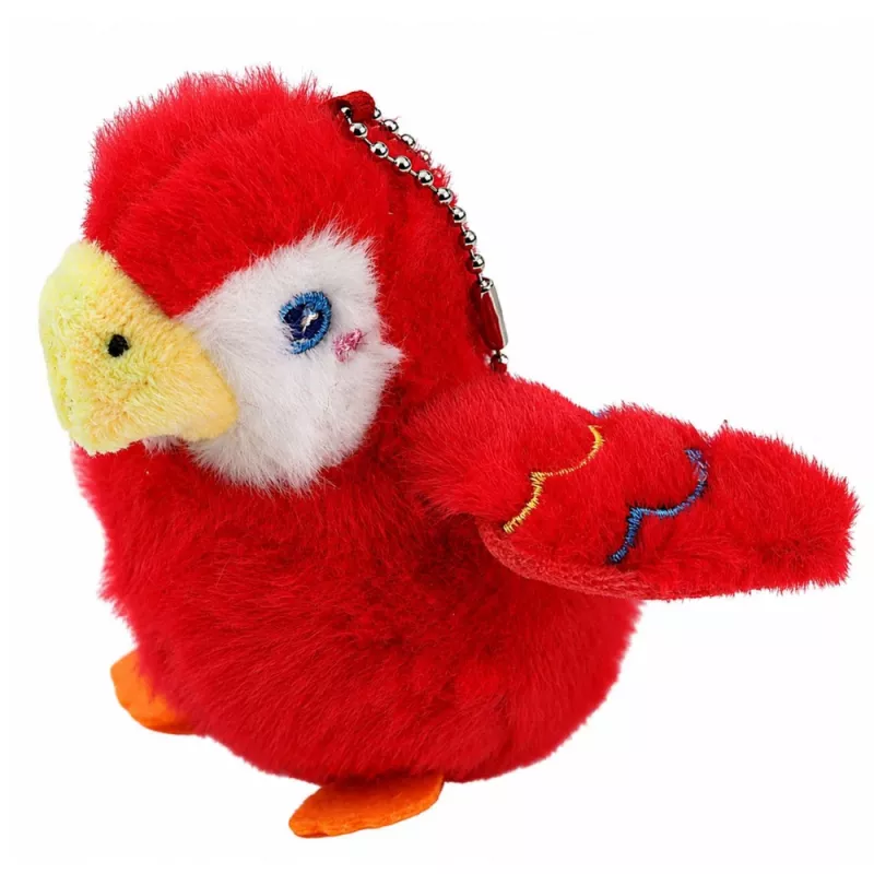 LEAN TOYS Plush papagaiļa atslēgu piekariņš sarkans 9 cm