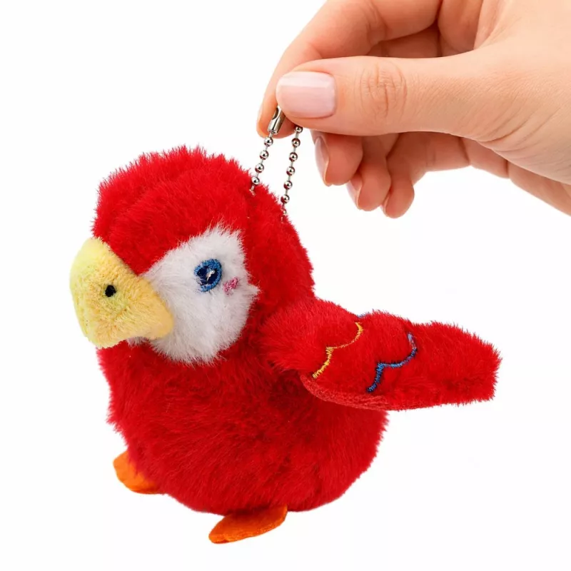 LEAN TOYS Plush papagaiļa atslēgu piekariņš sarkans 9 cm