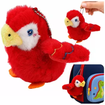 LEAN TOYS Plush papagaiļa atslēgu piekariņš sarkans 9 cm