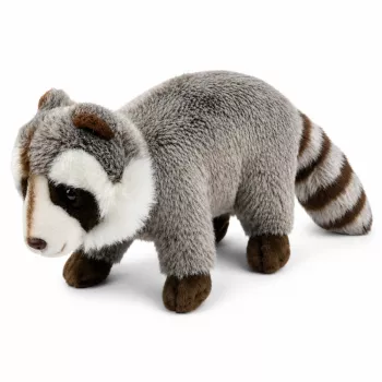 LEAN TOYS plīša jenots maskots – reālistiska mīkstā rotaļlieta, pelēka 45 cm