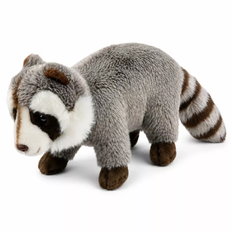 LEAN TOYS plīša jenots maskots – reālistiska mīkstā rotaļlieta, pelēka 45 cm