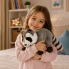 LEAN TOYS plīša jenots maskots – reālistiska mīkstā rotaļlieta, pelēka 45 cm