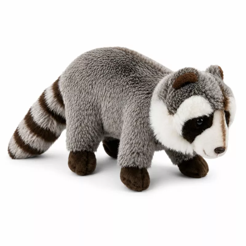 LEAN TOYS plīša jenots maskots – reālistiska mīkstā rotaļlieta, pelēka 45 cm