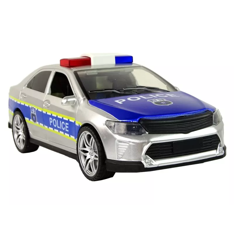 LEAN TOYS Policijas auto 1:14 Berzes piedziņa Skaņa Gaisma Sudrabs