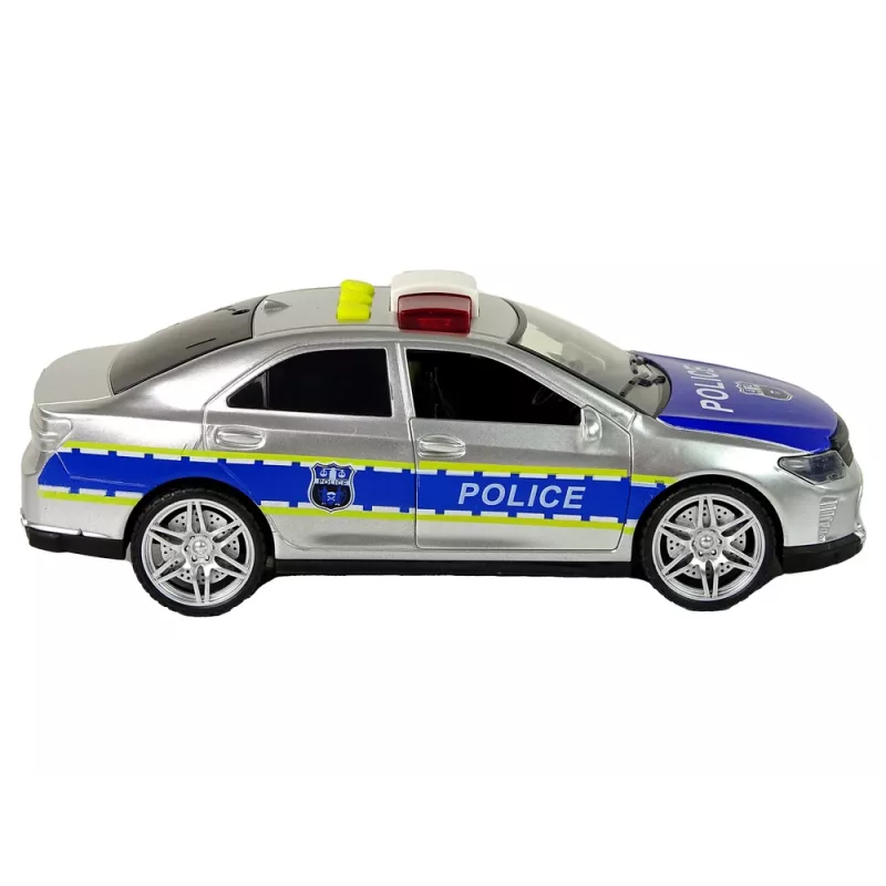 LEAN TOYS Policijas auto 1:14 Berzes piedziņa Skaņa Gaisma Sudrabs