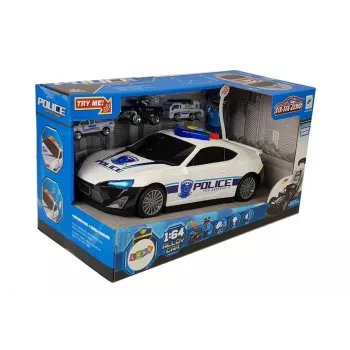 LEAN TOYS Policijas automašīnas glabāšanas garāža 2in1 Policists Mazās automašīnas Skaņa Gaisma