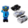 LEAN TOYS Policijas automašīnas glabāšanas garāža 2in1 Policists Mazās automašīnas Skaņa Gaisma