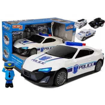 LEAN TOYS Policijas automašīnas glabāšanas garāža 2in1 Policists Mazās automašīnas Skaņa Gaisma