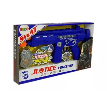 LEAN TOYS Policijas pistoles komplekts ar nozīmīti, tumši zils, skaņas un gaismas efekti, 37cm