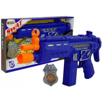 LEAN TOYS Policijas pistoles komplekts ar nozīmīti, tumši zils, skaņas un gaismas efekti, 37cm