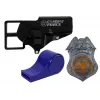 LEAN TOYS Policijas komplekts Revolveris 20cm Žetons Maksts Svilpe Skaņas un gaismas efekti