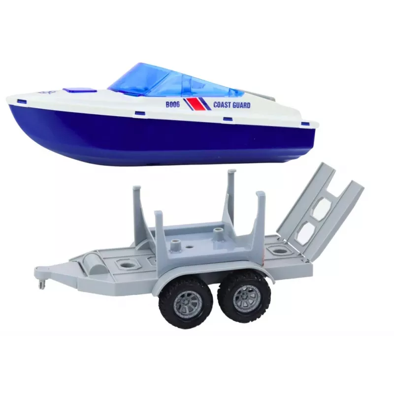 LEAN TOYS Policijas kvadracikls ar piekabi un motorlaivu