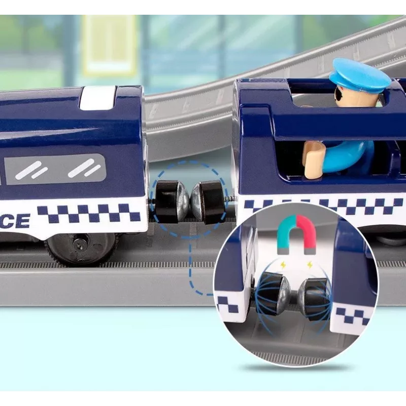 LEAN TOYS Policijas pilsētas vilciena komplekts zils 203 km/h
