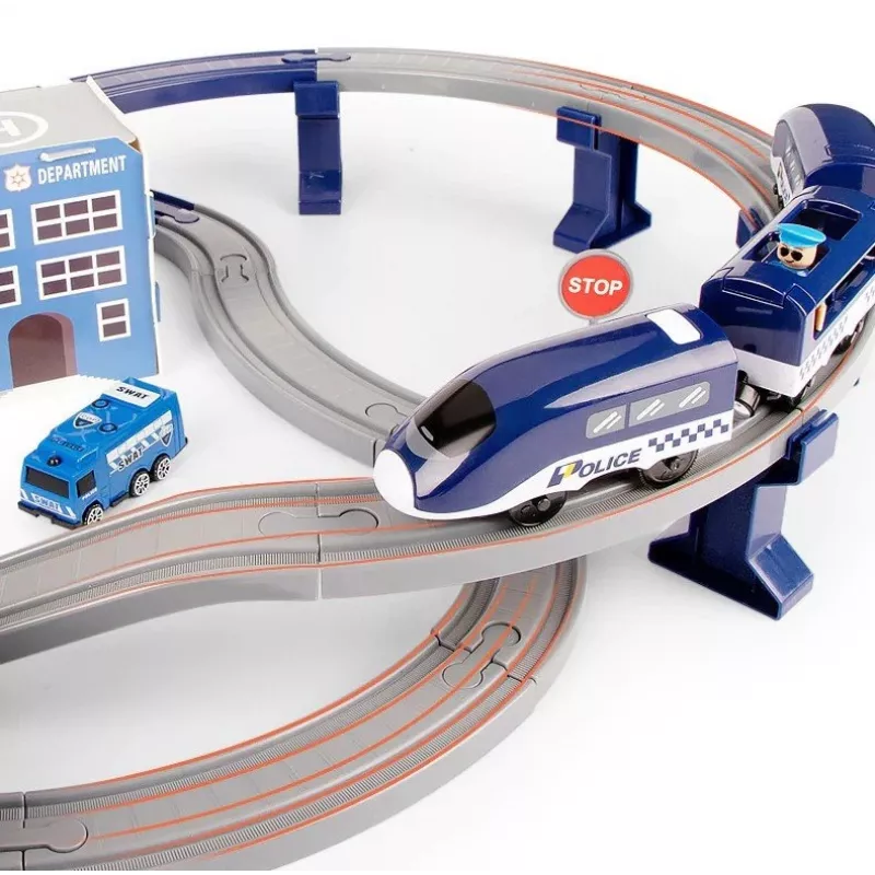 LEAN TOYS Policijas pilsētas vilciena komplekts zils 203 km/h