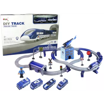 LEAN TOYS Policijas pilsētas vilciena komplekts zils 203 km/h