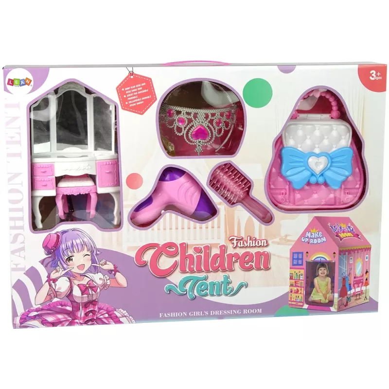 LEAN TOYS Princess teltis bērniem Skaistumkopšanas salons Rozā Aksesuāri Kronis