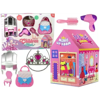 LEAN TOYS Princess teltis bērniem Skaistumkopšanas salons Rozā Aksesuāri Kronis