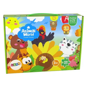 LEAN TOYS Puzle Bērniem Dzīvnieku Puzle 100 Gabali