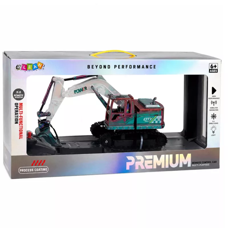 LEAN TOYS RC Crawler Excavator ar kustīgu roku un gaismām 1:14