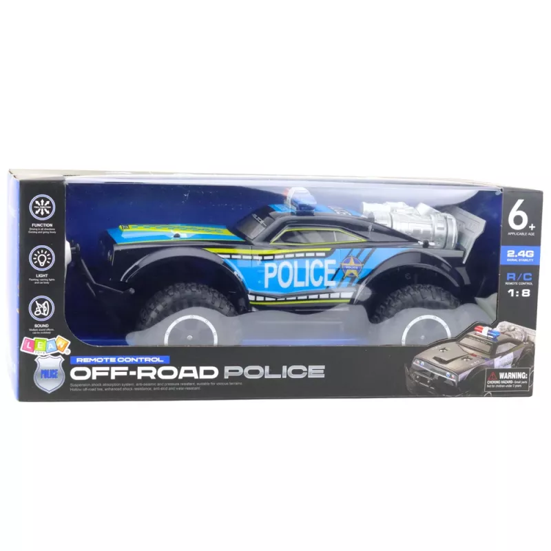 LEAN TOYS RC bezceļa policijas automašīna 1:8 melna