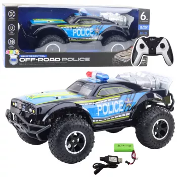 LEAN TOYS RC bezceļa policijas automašīna 1:8 melna