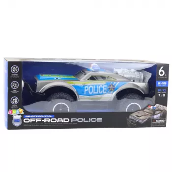 LEAN TOYS RC bezceļu policijas automašīna 1:8 Sudraba
