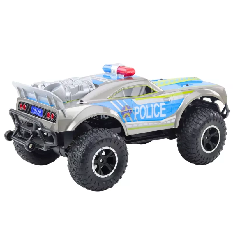 LEAN TOYS RC bezceļu policijas automašīna 1:8 Sudraba