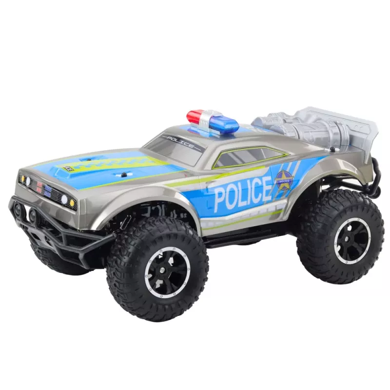 LEAN TOYS RC bezceļu policijas automašīna 1:8 Sudraba