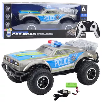 LEAN TOYS RC bezceļu policijas automašīna 1:8 Sudraba