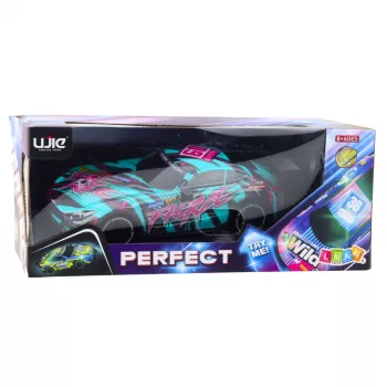 LEAN TOYS RC sacīkšu auto ar apgaismotu tirkīza virsbūvi, mērogs 1:16, 2.4 GHz tālvadība