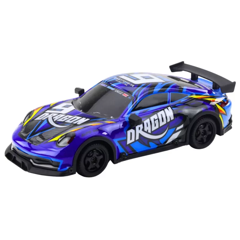 LEAN TOYS RC sporta auto ar apgaismotu drifta virsbūvi, zils 1:16 4WD 2.4GHz