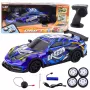LEAN TOYS RC sporta auto ar apgaismotu drifta virsbūvi, zils 1:16 4WD 2.4GHz