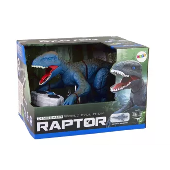 LEAN TOYS Ar vadību vadāms dinozaurs Velociraptor ar skaņu un rēcienu, zils