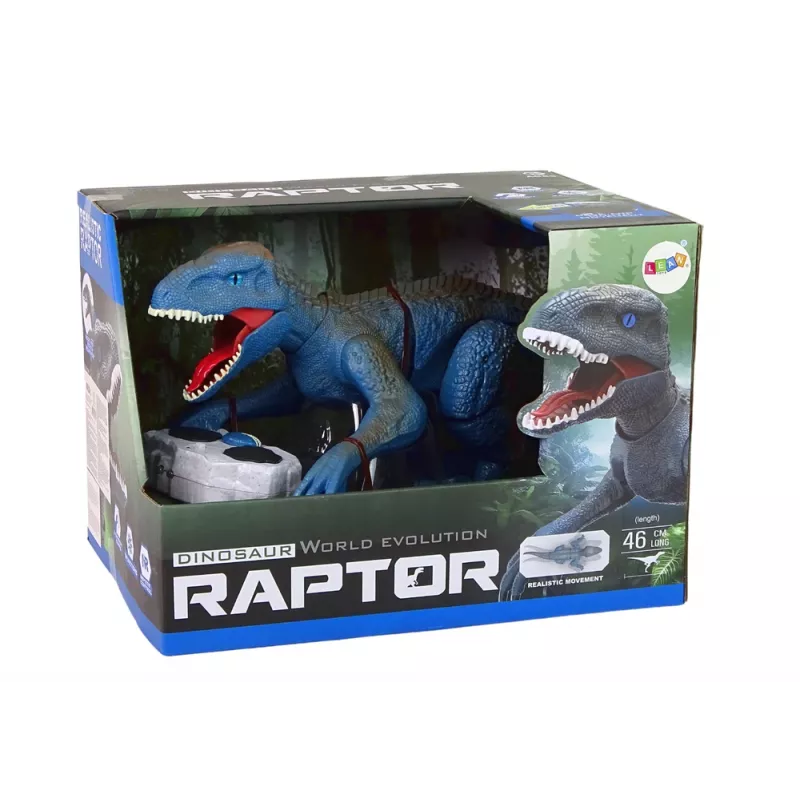LEAN TOYS Ar vadību vadāms dinozaurs Velociraptor ar skaņu un rēcienu, zils