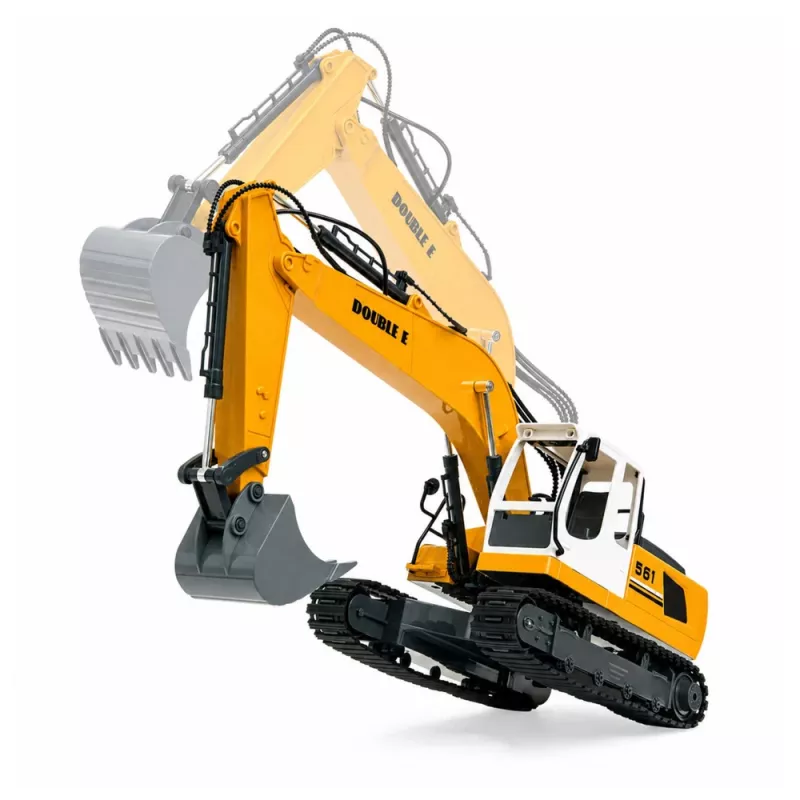 LEAN TOYS Tālvadības RC kāpurķēžu ekskavators gaismas un skaņas dzeltens 1:16