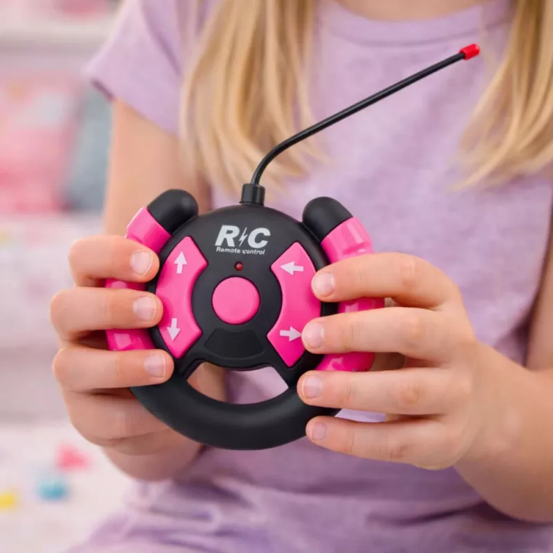 LEAN TOYS Ar tālvadību vadāma bezceļu automašīna ar lellēm, rozā, 1:16