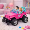 LEAN TOYS Ar tālvadību vadāma bezceļu automašīna ar lellēm, rozā, 1:16