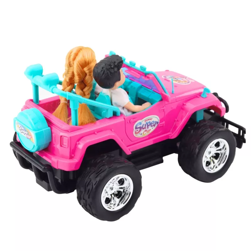 LEAN TOYS Ar tālvadību vadāma bezceļu automašīna ar lellēm, rozā, 1:16